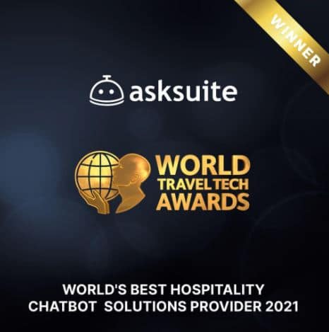 Asksuite named best hotel chatbot by world travel tech awards