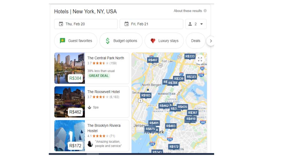 google seach hotels in new york