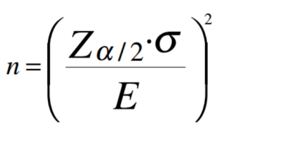 Equação do cálculo de um teste a/b