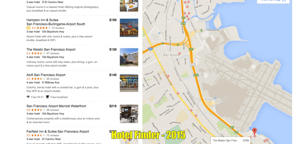 Comparação entre o Hotel Finder e o novo Google Hotel Search