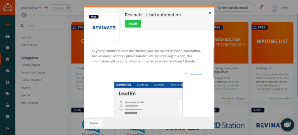 asksuite and revinate