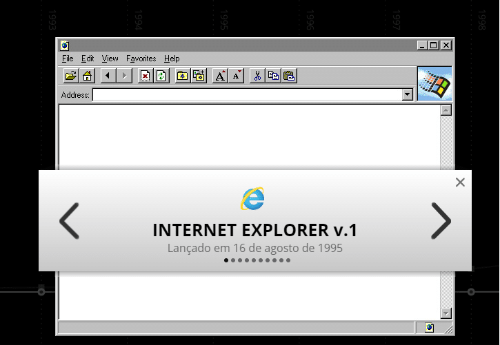 Primeira versão do internet explorer