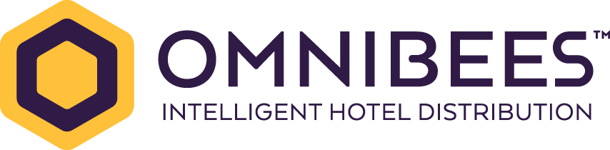 logo omnibees roxo com slogan horizontal png
