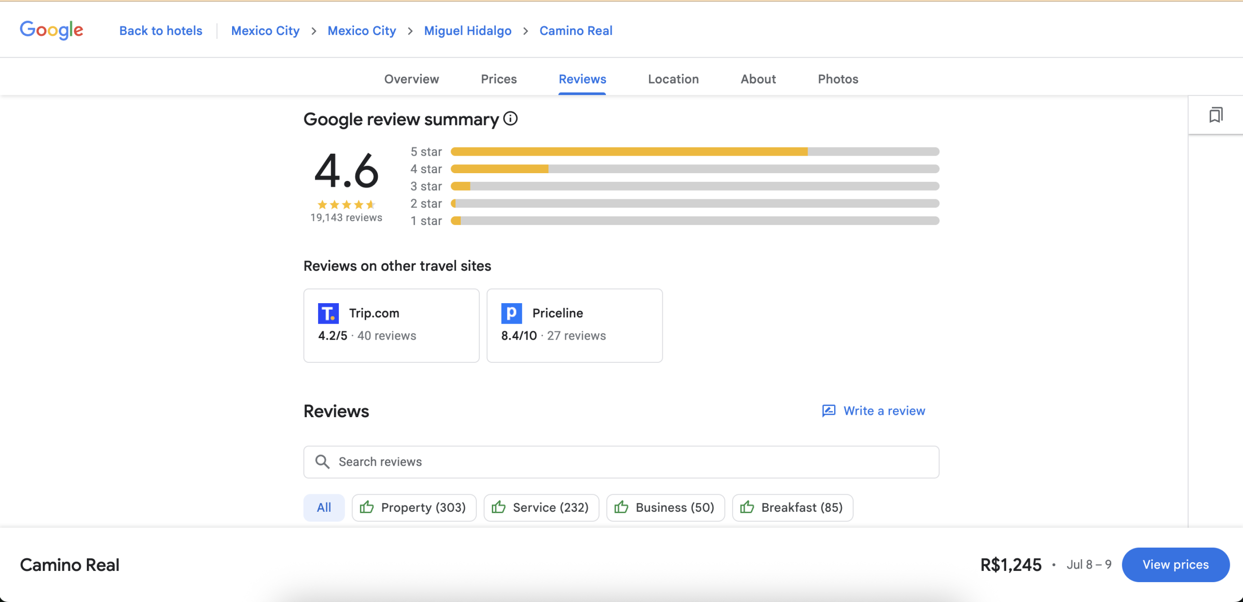Reviews para SEO y GEO local para hoteles